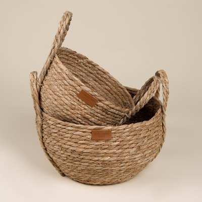 Набор корзин для хранения ручного плетения, камыш, 2 шт: 22х21х20, 27х24х22 см