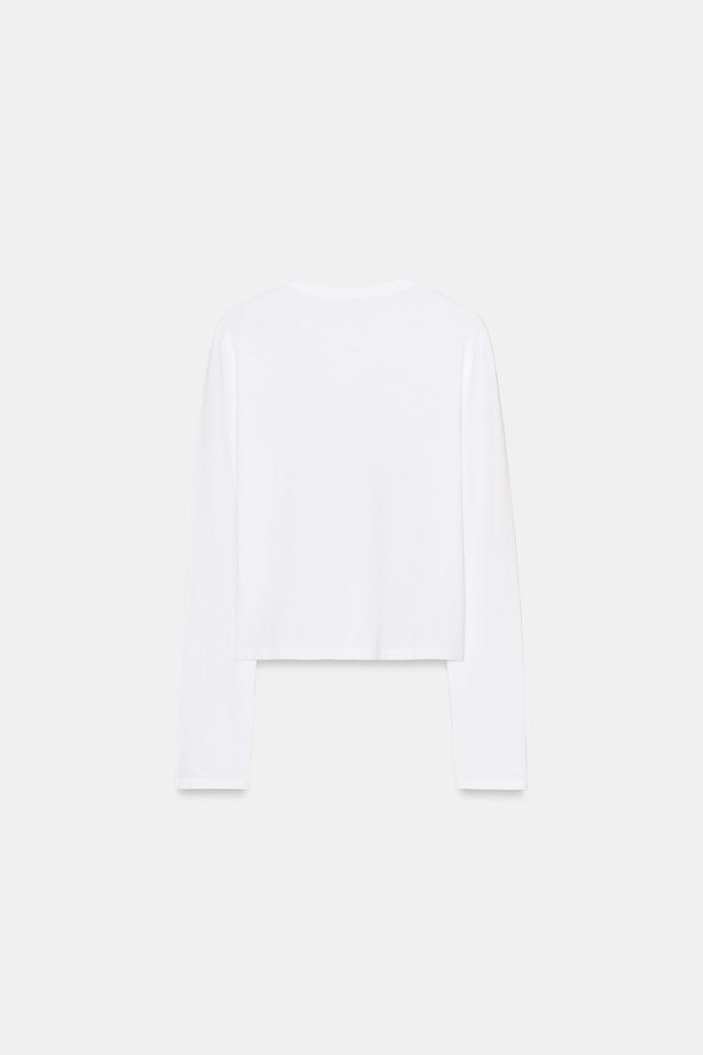 ZARA ФУТБОЛКА ИЗ 100% ХЛОПКА НА ПУГОВИЦАХ, БЕЛЫЙ