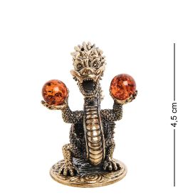 Народные промыслы AM-2787 Фигурка «Дракон Китай» (латунь, янтарь)