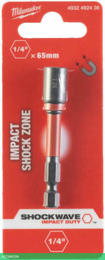 Насадка торцевая Milwaukee Shockwave 1/4" Hex-1/4"x65мм (4932492436)