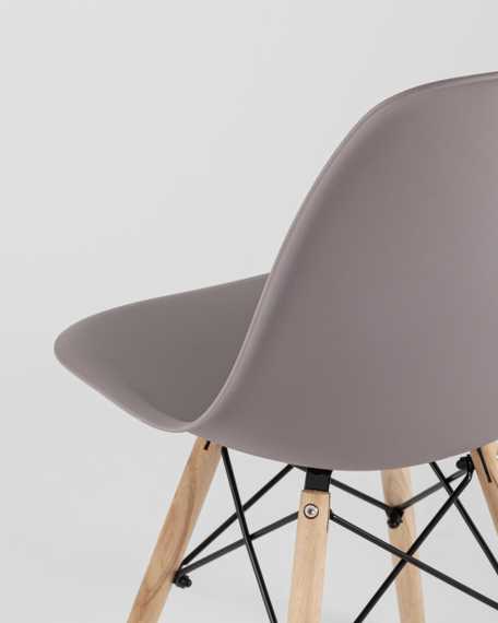 Eames Style DSW темно-бежевый пластик, стальной каркас, натуральный массив бука