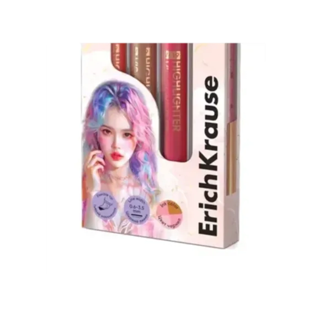 Текстовыделитель с гибким наконечником ERICH KRAUSE "Visioline V-19 Flex Idol", АССОРТИ, 63551