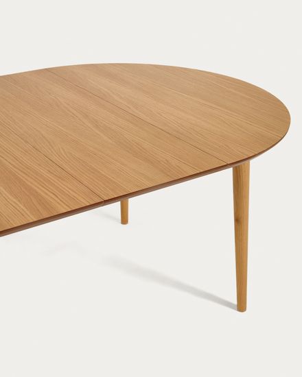 Раздвижной стол Oakland из МДФ с дубовым шпоном и ножками из массива каучука Ø120(200)x120 Испания 