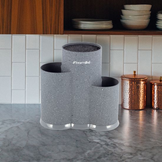 Подставка для ножей тройная 22 см. Kamille KM-7608