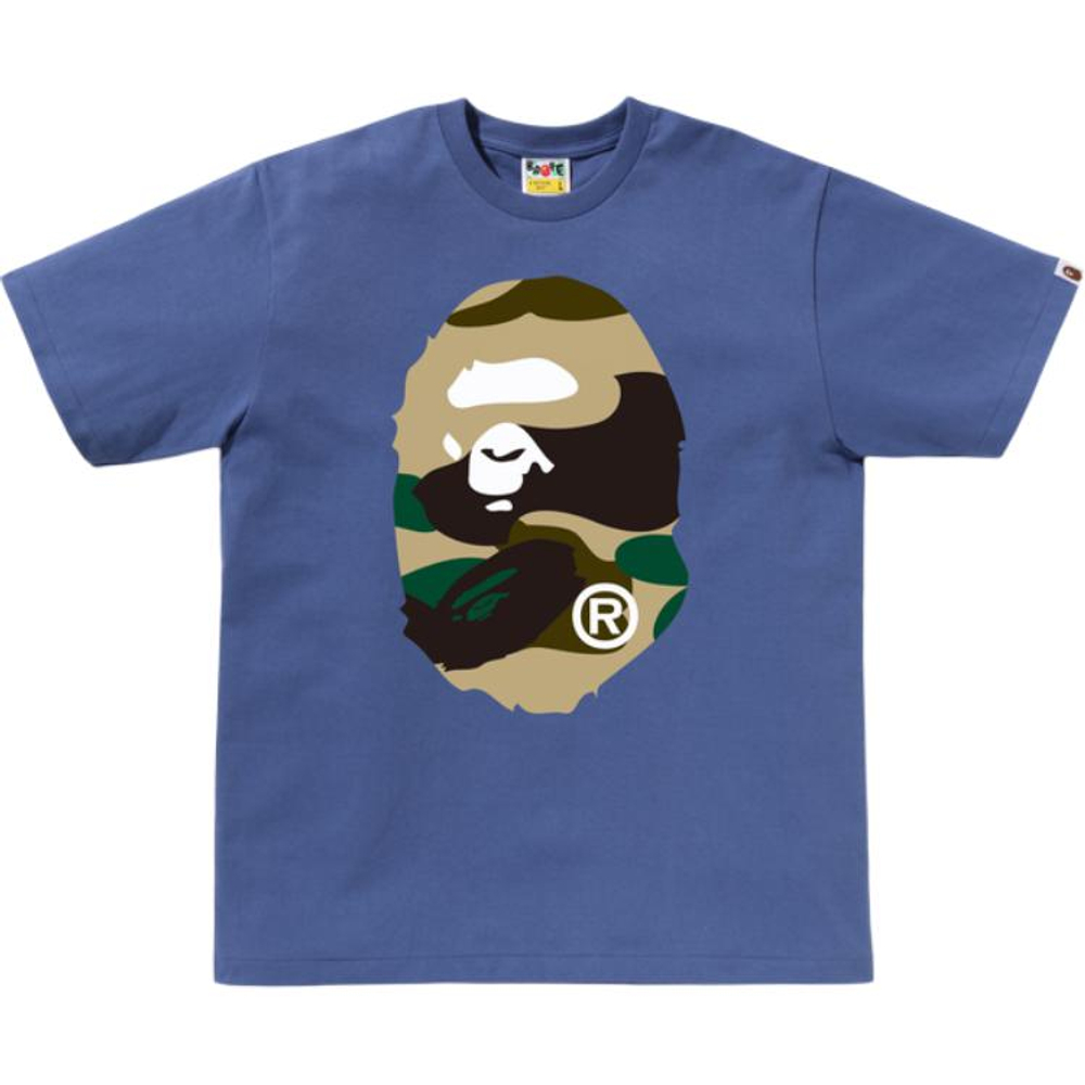 A Bathing Ape Giant 1st Camo Big Ape Head Tee синий