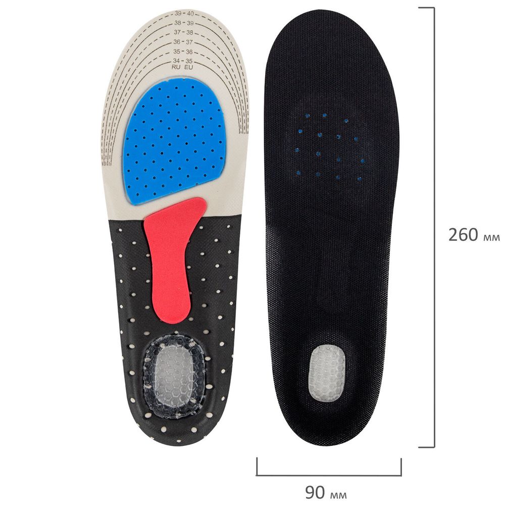 Стельки для обуви СПОРТИВНЫЕ, материал EVA SPORT, размер RU 34-39 / EU 35-40, с линиями выреза, SHEGRA (ШЕГРА), 700748