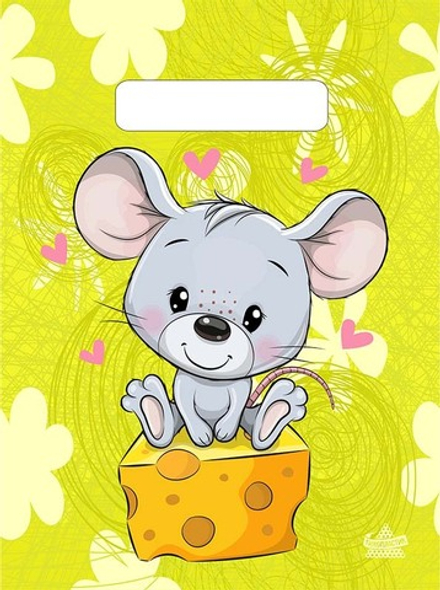 Пакет 19*25см (30мк) с вырубной укрепл. ручкой "Мышка на сыре" ПВД