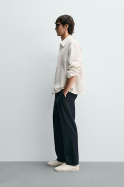 ZARA БРЮКИ STRAIGHT FIT КОМФОРТ, МОРСКОЙ СИНИЙ