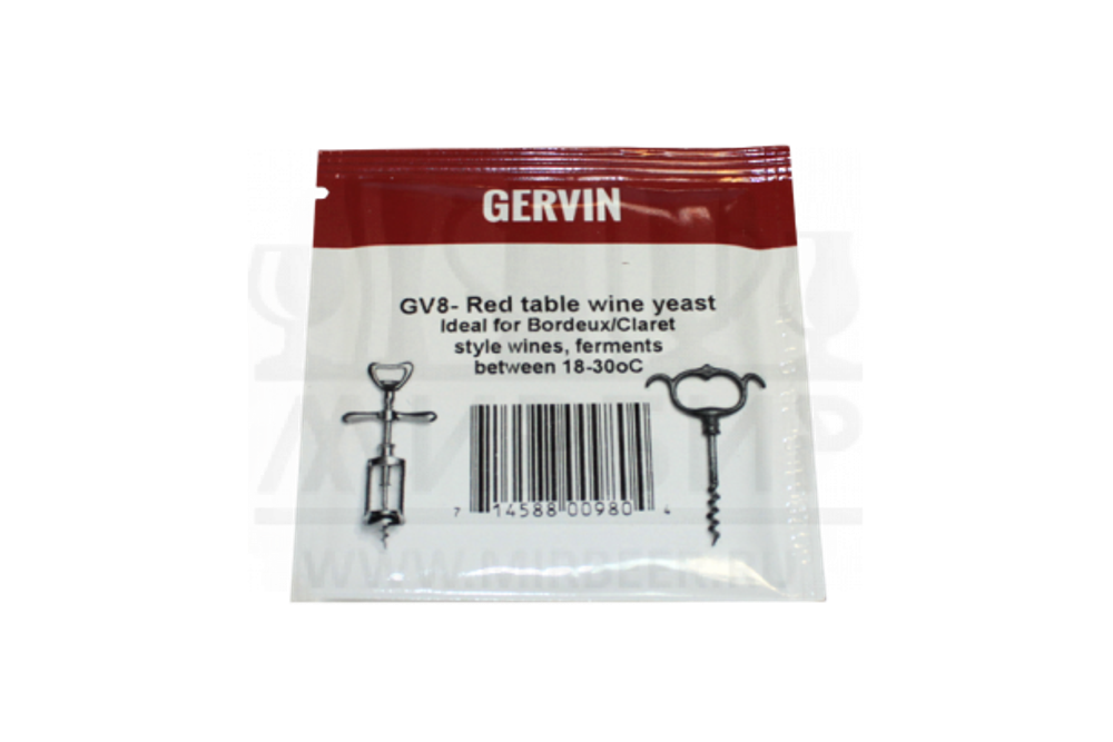 Винные дрожжи Gervin "Red Table Wine GV8", 5 г