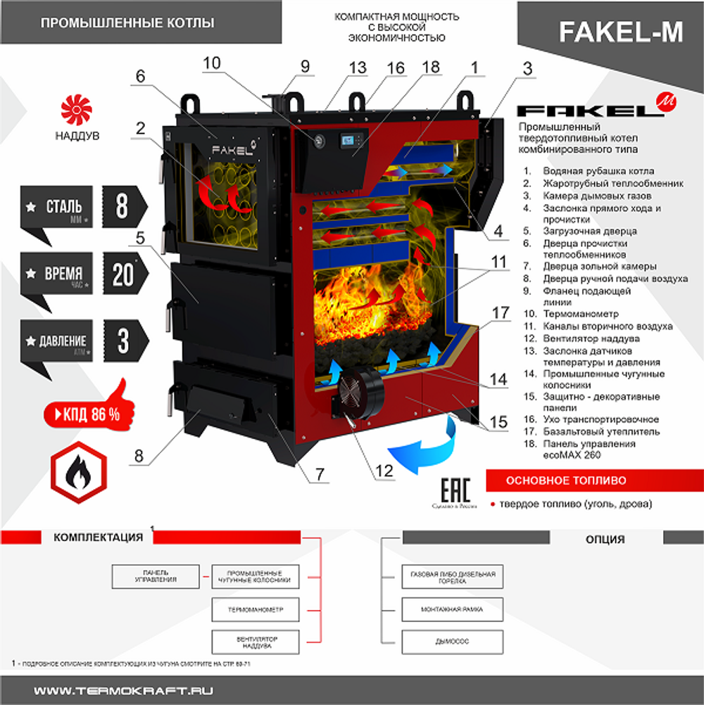 Котел полуавтоматический FAKEL-М (Факел М) 250 кВт