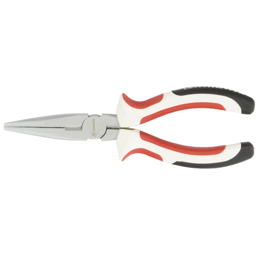 Длинногубцы прямые WHite Nickel, 160 мм, никелированные, трехкомпонентные рукоятки Matrix