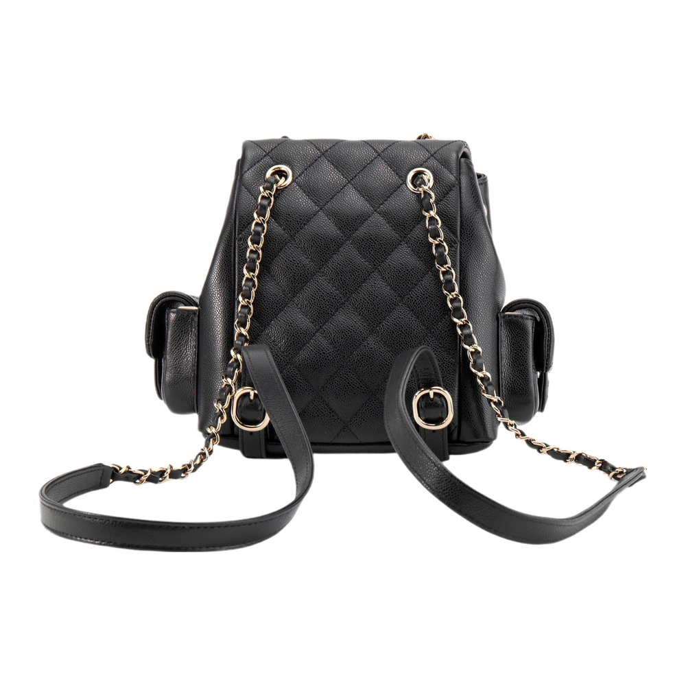 CHANEL Small Duma 23K Grained Calfskin Backpack Black AS4399