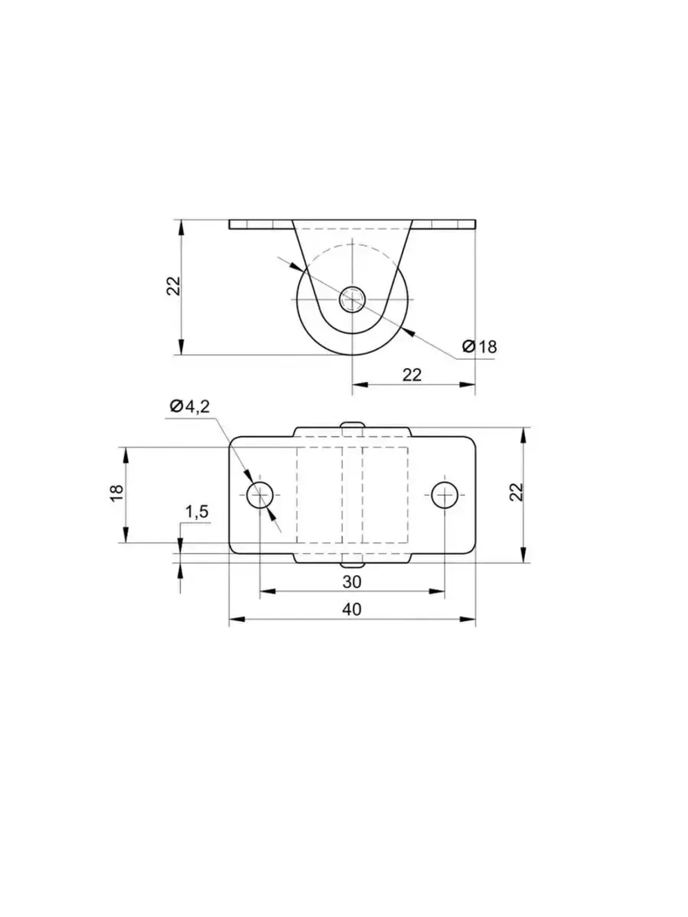 Колесо для мебели – прорезиненное, мягкое, неповоротное