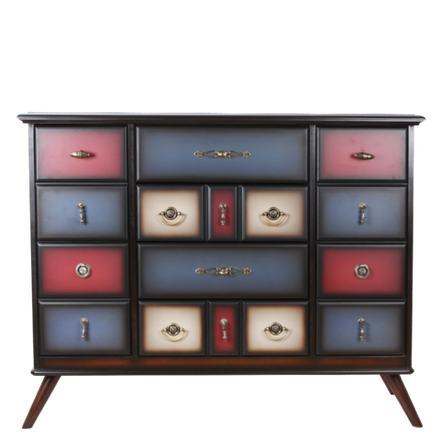 Комод Пандора - 2 с 4 ящиками и 2 полками Орех mix