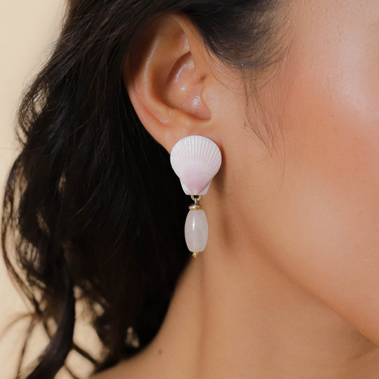 Серьги Nature Bijoux, Spiaggia Rosa, с морской ракушкой и розовым кварцем, NB26.1-12-90563 (розовый)