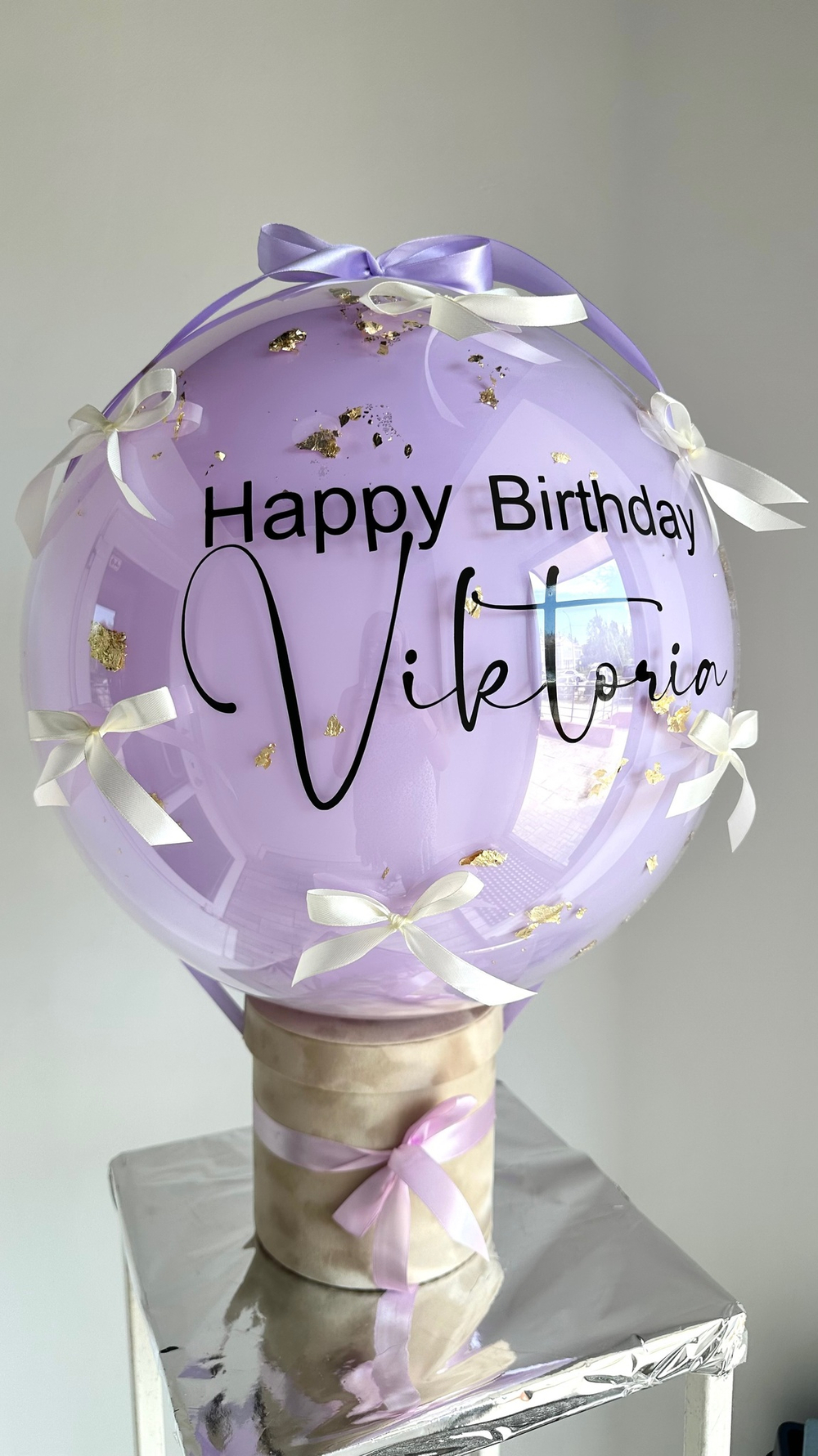 шляпная коробка + бантики  №1004