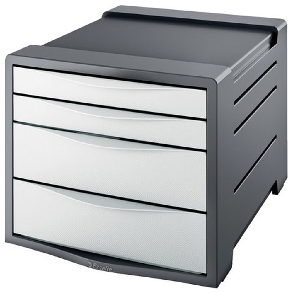 Блок из 4 закрытых лотков для бумаги, настольный, ESSELTE "VIVIDA", 285х245х365 мм, белый, 623959