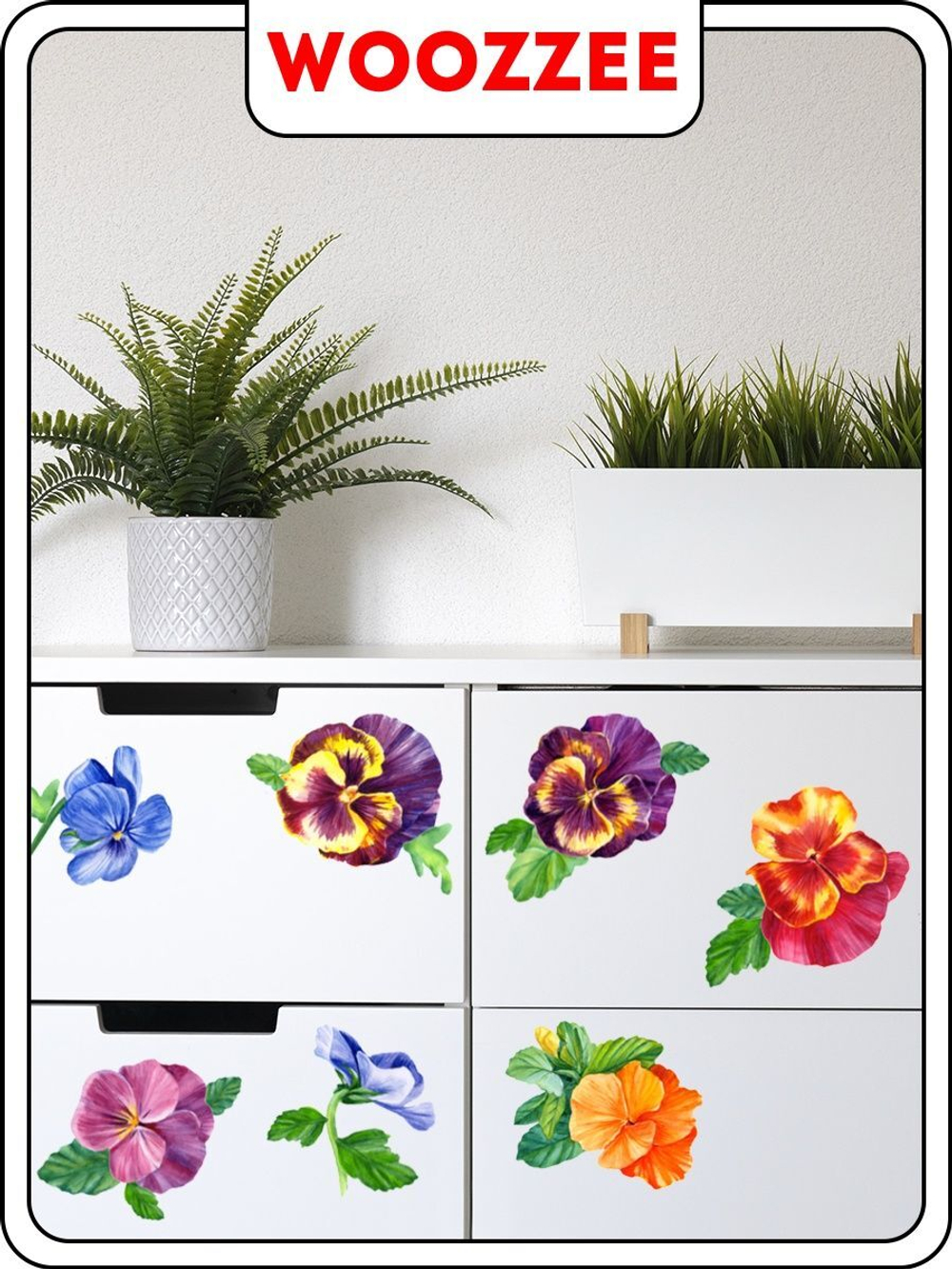 Наклейка декоративная А3 "Анютины глазки"