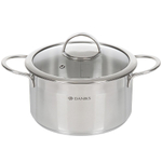 Кастрюля нерж, 3.4 л, с крыш, крышка стекло, Daniks, Бонн, GS-01319-20CA, индукц