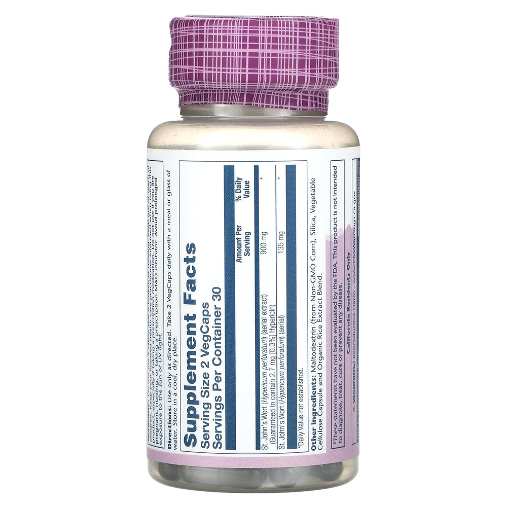 Solaray, Vital Extracts, зверобой, 60 вегетарианских капсул