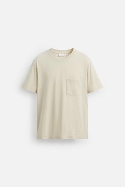 ZARA ФУТБОЛКА С КАРМАНОМ, БЕЖЕВЫЙ