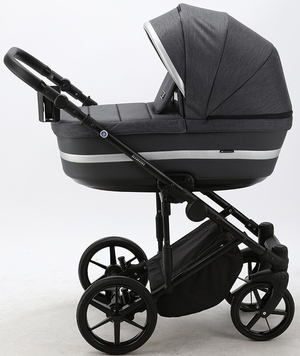 Детская коляска Adamex Rimini 2 в 1 RI93-TIP Т.СЕР+Т.СЕР.КОЖА+СЕРЕБР.ОТДЕЛКА