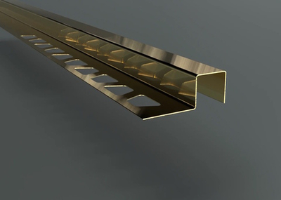 Наружный П-профиль для плитки и керамогранита, латунь полированная