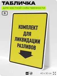 Табличка для обеспечения безопасности "Комплект для ликвидации разливов", для производства, предприятия, организаций, 40х30 см, Silver Plane x Айдентика Технолоджи