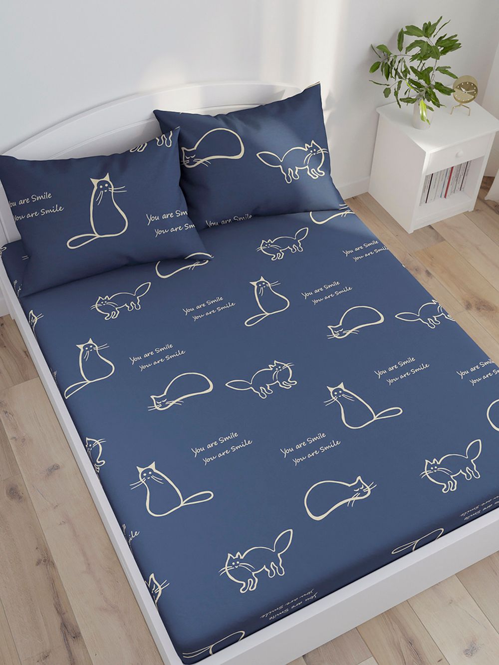 Постельное белье Simple House "Котики" 1,5-сп   наволочка 50х70 1шт Простынь  150х215 см  Пододеяльник 145х215 см