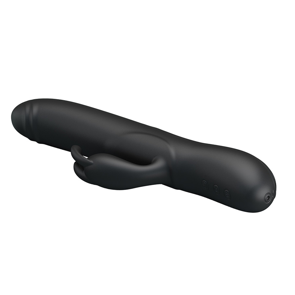 Черный вибратор-кролик 25см с вращением бусин Pretty Love Rabbit Vibrator Colin Black BI-014443