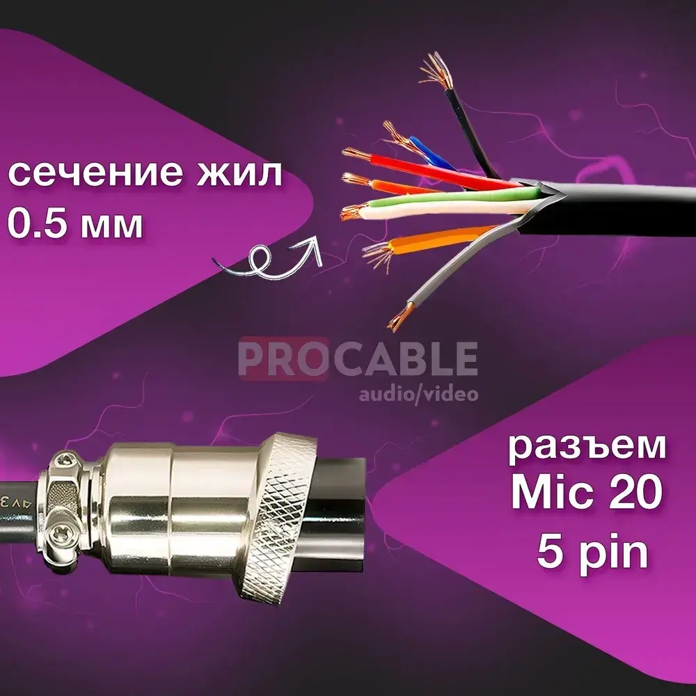 АВР/0.5 мм/5 пин/5 m Кабель управления для блока ABP, 0.5 мм, 5 PIN, 5 м.