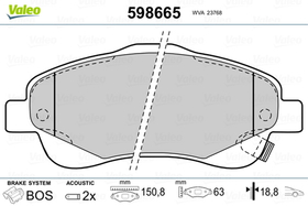 VALEO - 598665-VAL - Brake Pad Set, disc brake