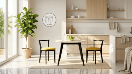 Стол Zip-mebel Сканди К 90 чёрное дерево/слоновая кость