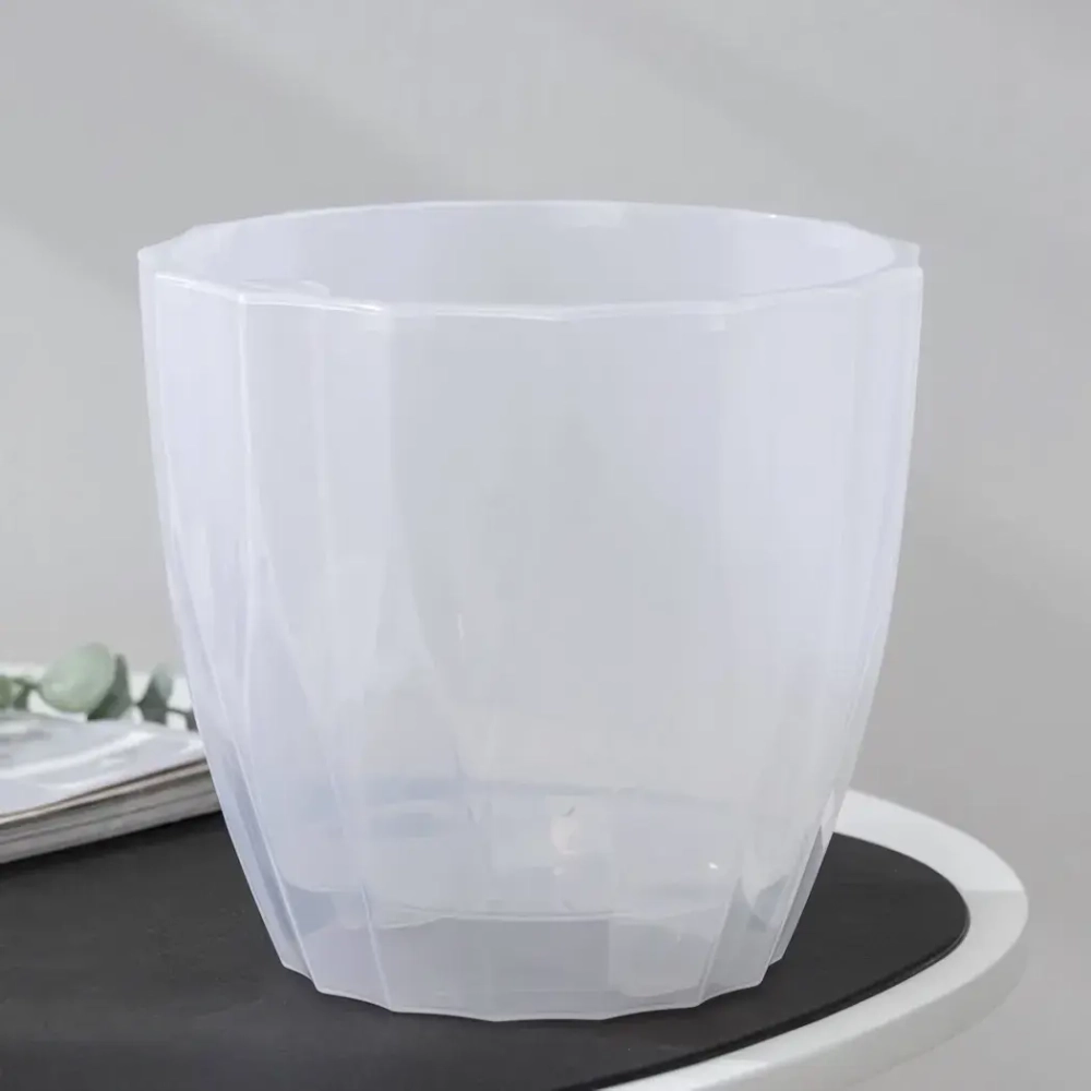 Горшок для цветов пластиковый 4,5л d-20см «Флюте» со вставкой прозрачный