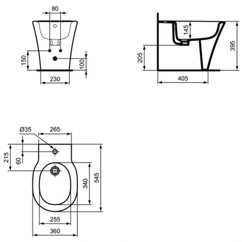 Напольное пристенное биде Ideal Standard CONNECT AIR E018001