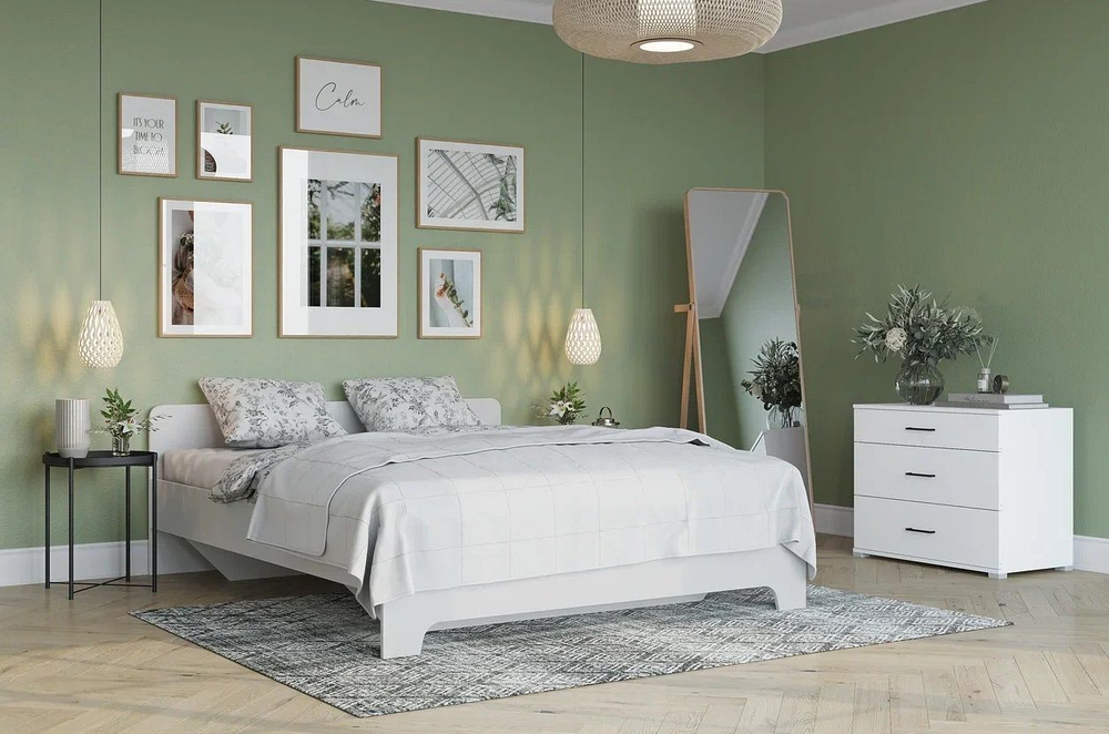 Кровать двухспальная 1,6 Victor + Осн.Гибкое 1,6х2м Комфорт 2.1 (белый)