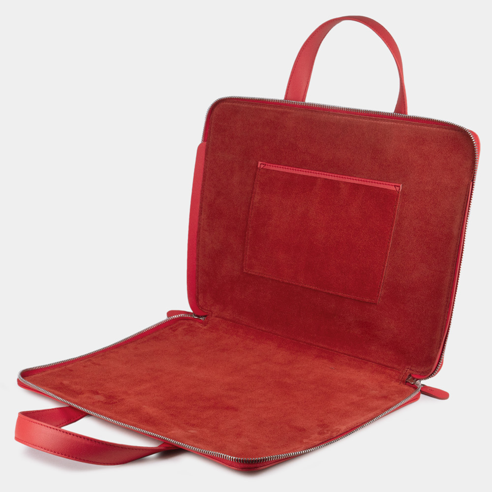 Сумка для документов и техники 13 - 14 из кожи теленка, красного цвета