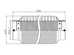 Гофра глушителя 55x280 мм InnerBraid UNIO EXP-55280