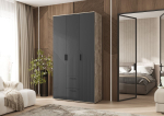 Шкаф для одежды распашной с полками и штангой 4 створки Браш Графит/Дуб Юкон 160х 51х 223 см