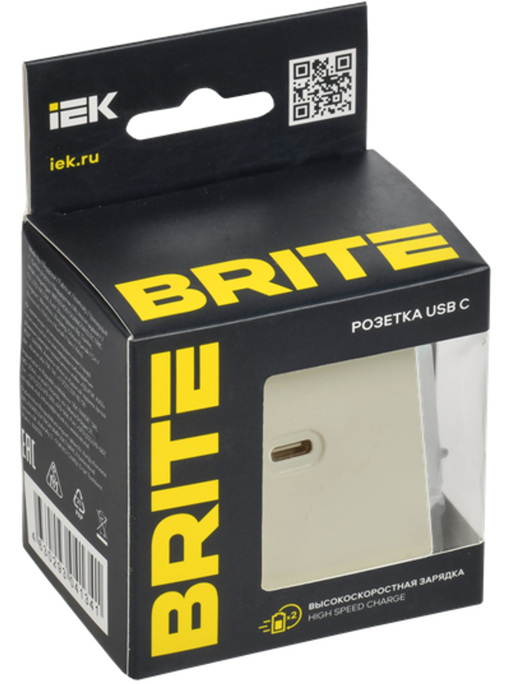 BRITE Розетка USB C 65Вт высокоскоростная зарядка РЮ12-1-БрКр бежевый IEK