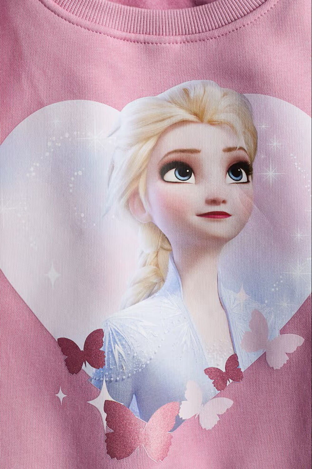 H&M Толстовка с круглым вырезом и принтом, розовый