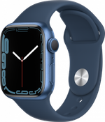 Apple Watch Series 7 45 мм, корпус из алюминия синего цвета цвета, спортивный ремешок «синий омут»