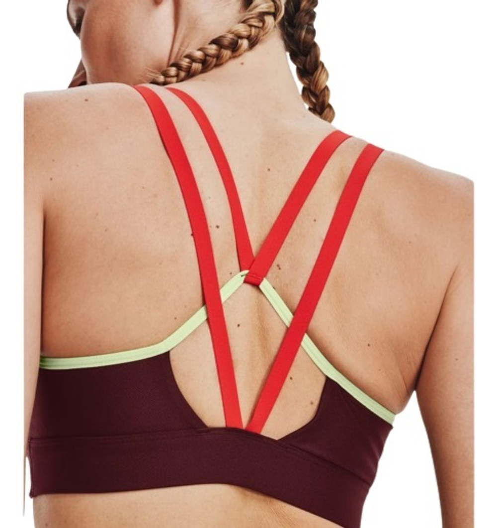 ТОП теннисный Under Armour Women's UA Infinity Low Strappy Sports Bra - chestnut red/phosphor gree