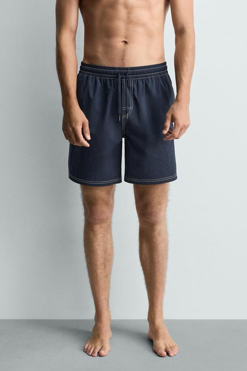 ZARA ДЛИННЫЕ ПЛАВКИ С КОНТРАСТНОЙ ОТСТРОЧКОЙ, МОРСКОЙ СИНИЙ