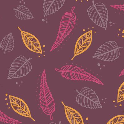 Orange and yellow leaves on a blue background. Seamless Pattern
