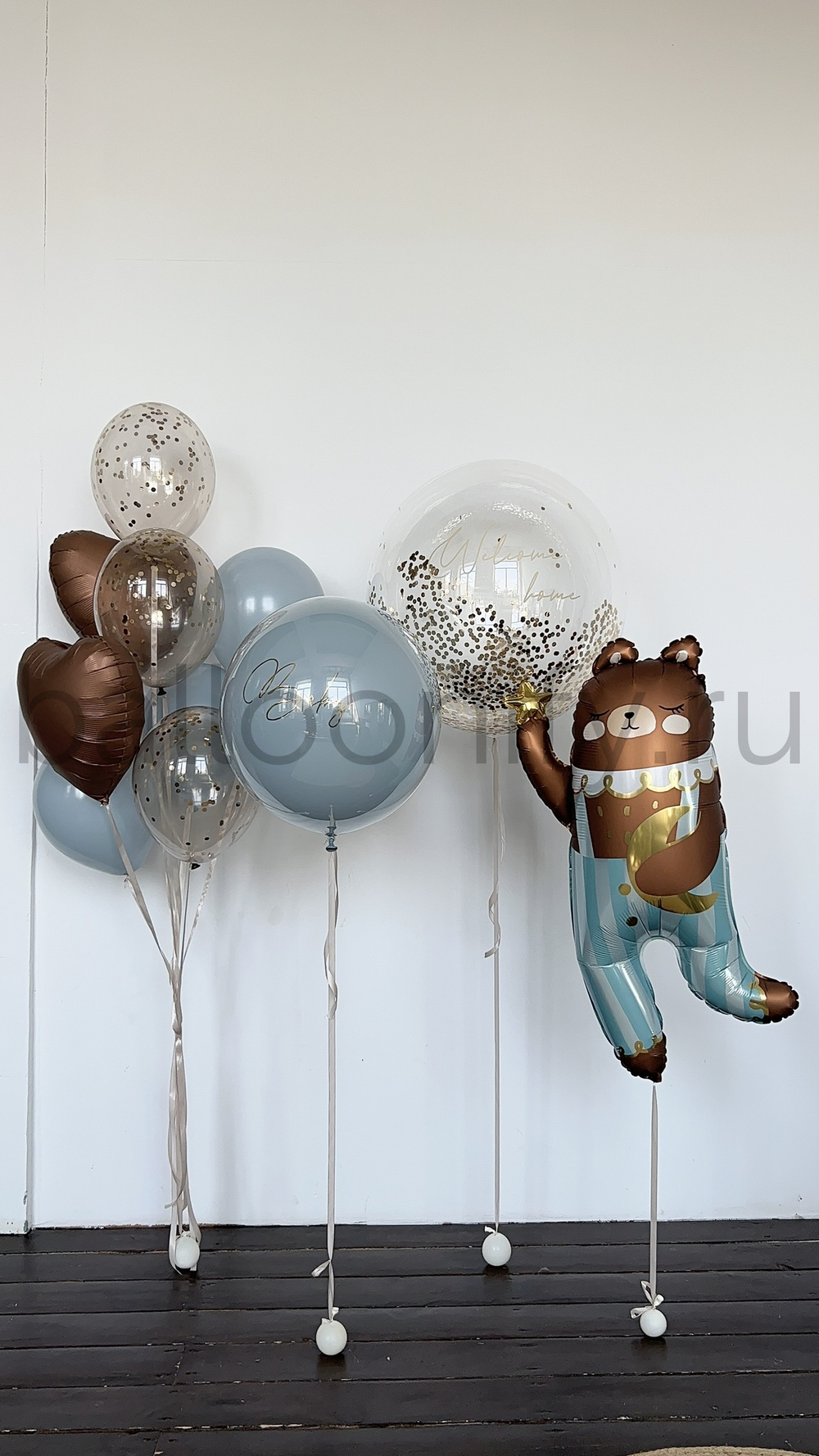 Набор шаров на выписку "Мишка в полосатых штанишках", дизайн №8
