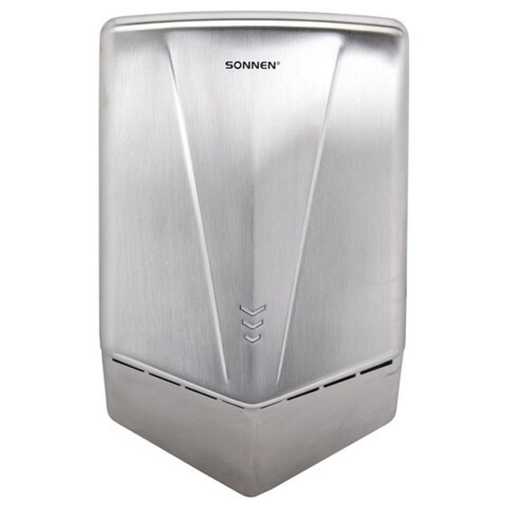 Сушилка для рук ВЫСОКОСКОРОСТНАЯ АНТИВАНДАЛЬНАЯ SONNEN K2022A, 1300 Вт, 150 м/с, IPX1, 72 дБ, нержавеющая сталь, 607191