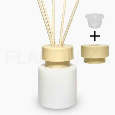 Комплект: Флакон для диффузора 50 мл белый цилиндр с бежевой крышкой Шляпа