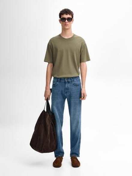 Massimo Dutti ФУТБОЛКА С КРУГЛЫМ ВЫРЕЗОМ, ХАКИ