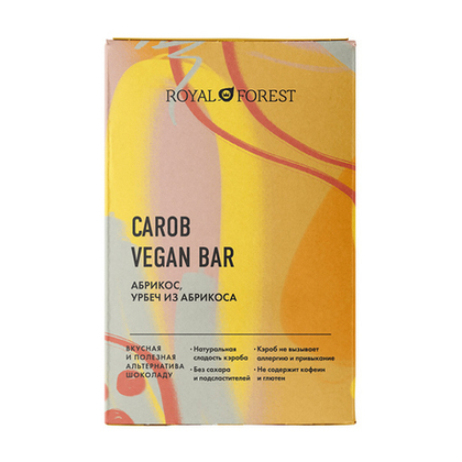 Шоколад из кэроба Royal Forest Vegan bar, абрикос, 50 г